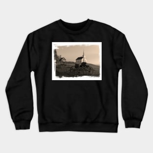 Old church and wagon Crewneck Sweatshirt